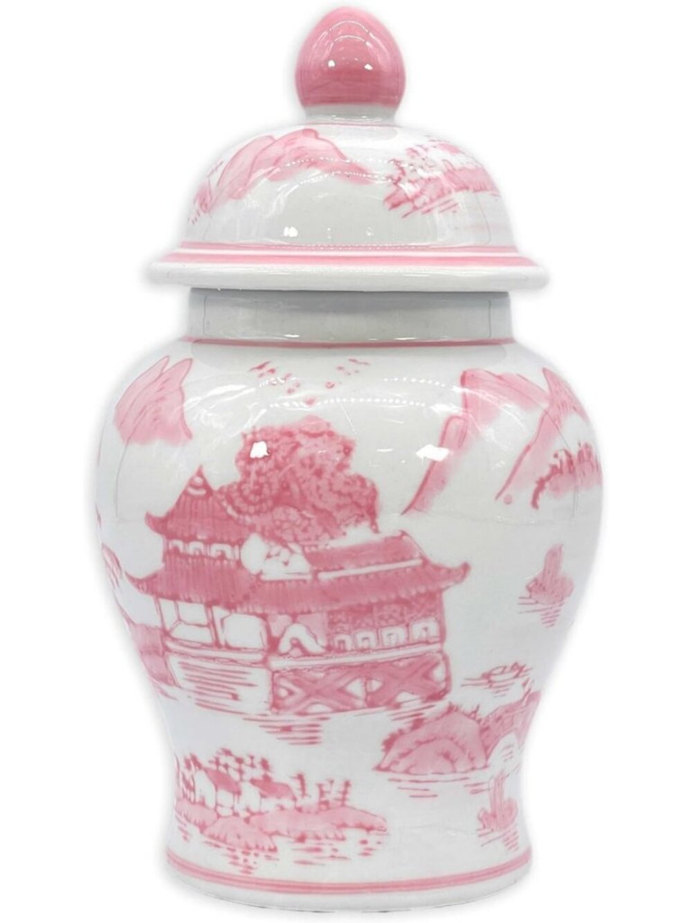 Vintage 8" Ceramic Ginger Jar with Lid - Classic Chinese Porcelain Tea Storage
